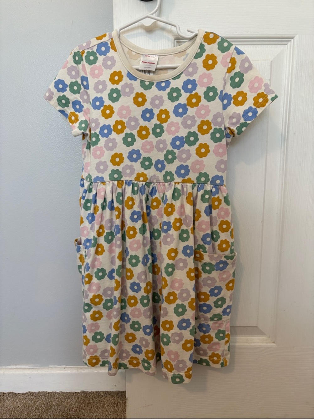 Hanna Andersson White Floral Pocket Short Sleeve Dress